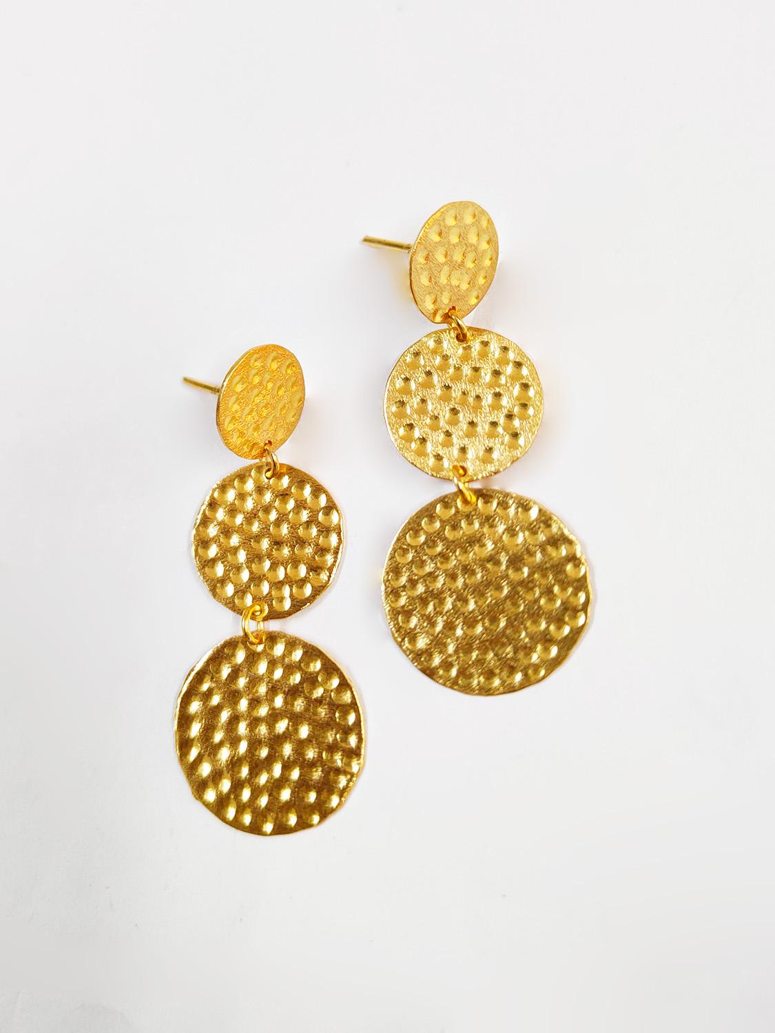 Round Shape Drop Gold Earrings