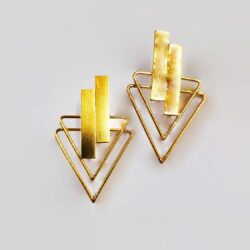 Triangle Gold Finish Earrings