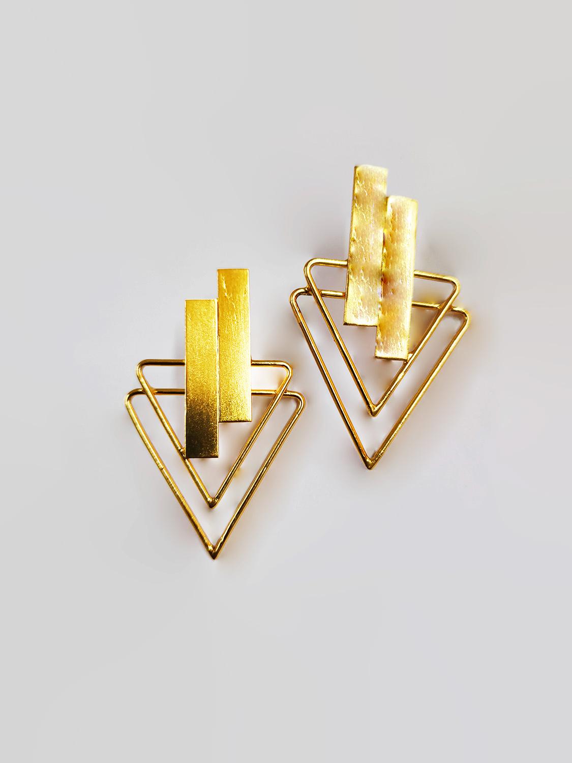 Triangle Gold Finish Earrings