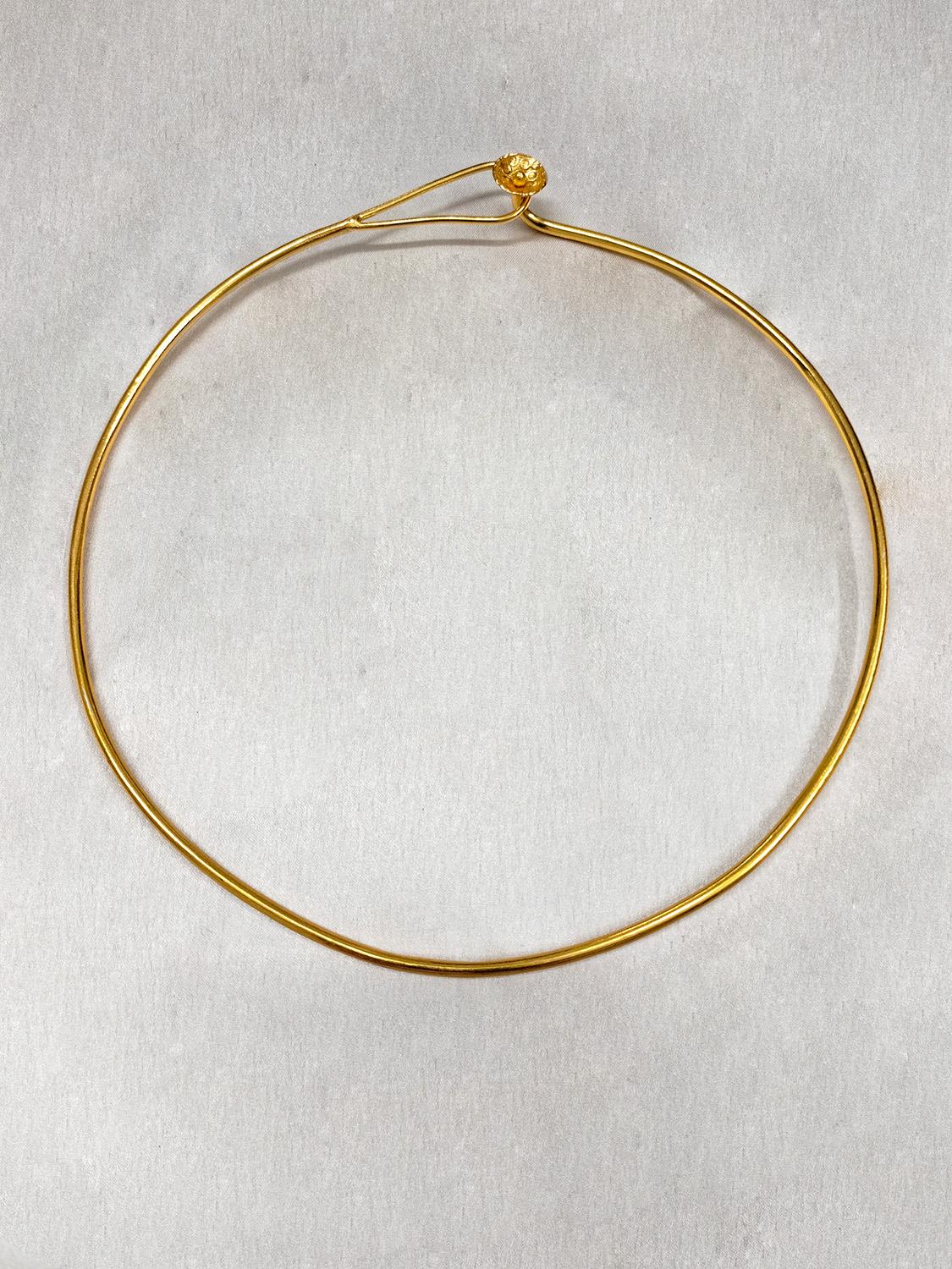 Yellow Round Cable Twist Collar Neck Wire Necklace