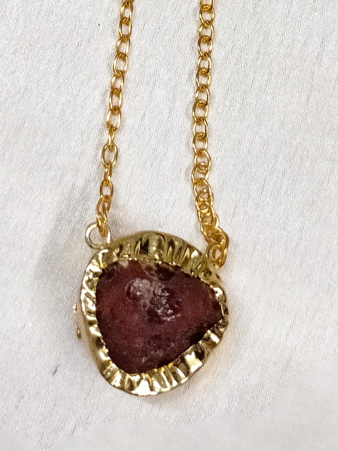 Gold-Plated Red Pendant Necklace