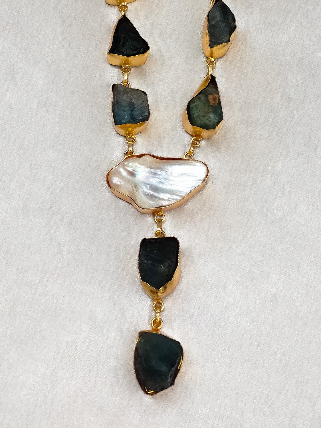 Brass Natural Semi Precious Stone Necklace