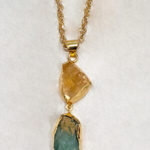 Double Stone Gold Tone Necklace