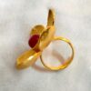 Gold-Plated Red Stone-Studded Finger Ring