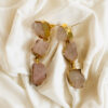 Natural Rose Crystal Quartz Gold Plated Earrings