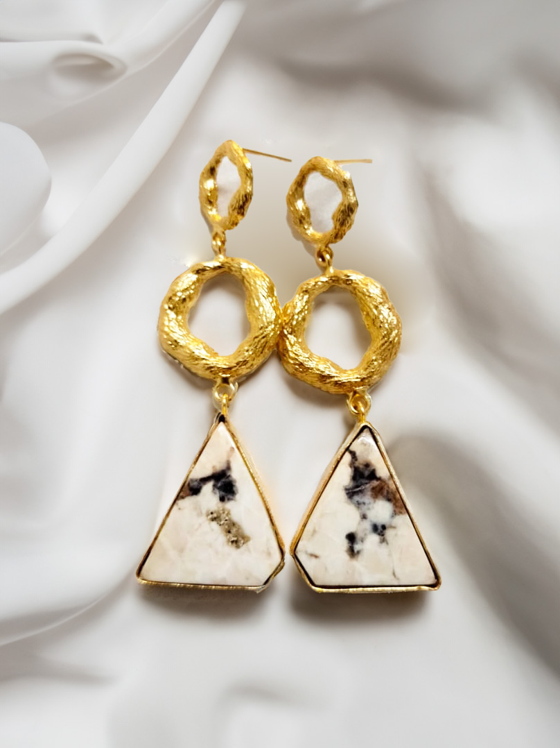 Inverted Triangle Stone Earrings