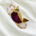 Purple Amethyst Stone Ring Natural White Pearl