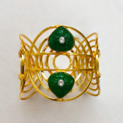 Golden Wire Wrapped Green Stone Bracelet