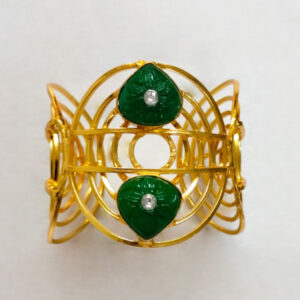 Golden Wire Wrapped Green Stone Bracelet