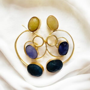 Gold Plated Multicolor Stone Earrings