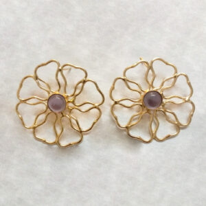 Wire Flower Pearl Earrings
