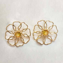 Gold Color Flower Drop Earrings