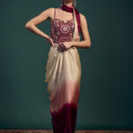 Mandala Embroidered Corset Jumpsuit With <br>Draped Skirt