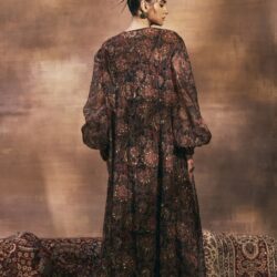 Turkish Print Silk Jumpsuit With Organza Long Jacket