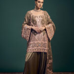 Mughal Embroidered Long Jacket With Spegi <br> Kurti And Silk Drape Pants