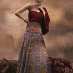 Polish Embroidered Lehenga Skirt With Corset <br> Drape Blouse